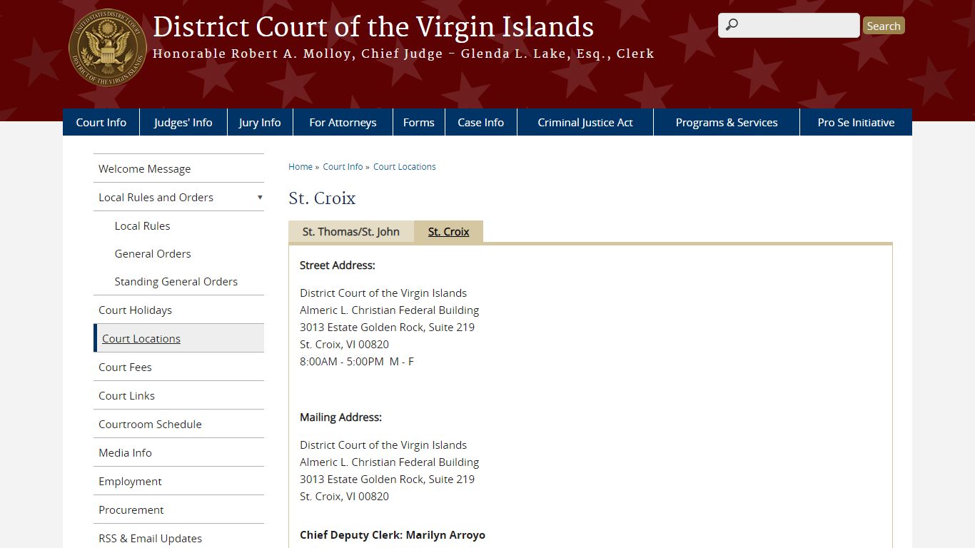 St. Croix | District Court of the Virgin Islands