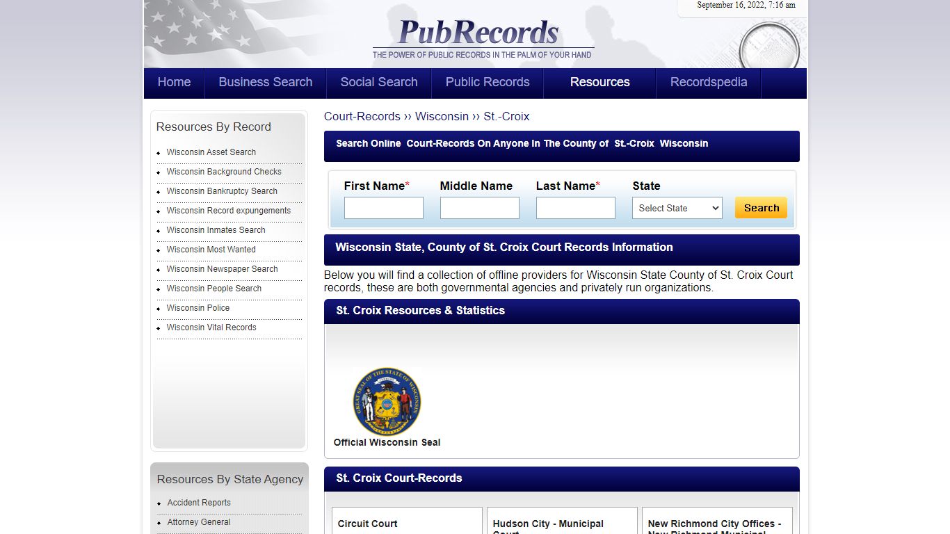 St. Croix County, Wisconsin Court Records - Pubrecords.com